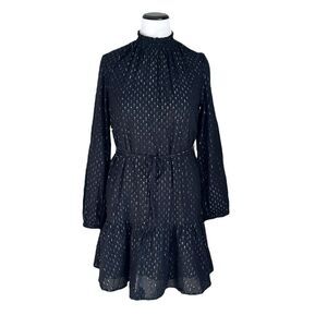 GAP Women’s Mockneck Metallic Dot Cocktail Party Mini Dress Black Size M Tall